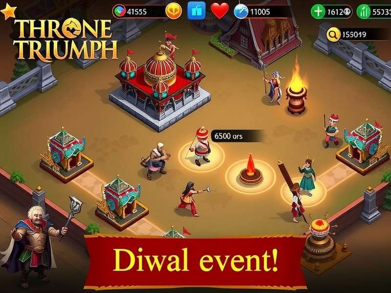 Throne Triumph gameplay screenshot showing kingdom building